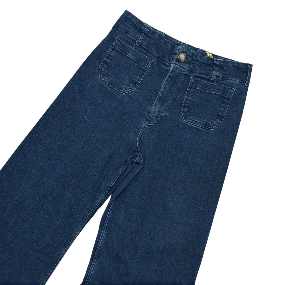 Maeve Anthropologie Colette Jeans Womens 31 Wide Leg Crop Dark Blue Denim Pants